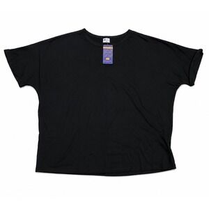 MISIFI Womens Black Oversized Short Sleeve Crew Neck T-Shirt Size M NWT